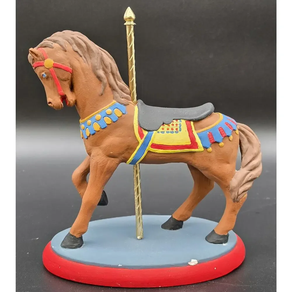 Vintage Handpainted Carousel Horse Figurines Set – Ceramic & Porcelain Pair